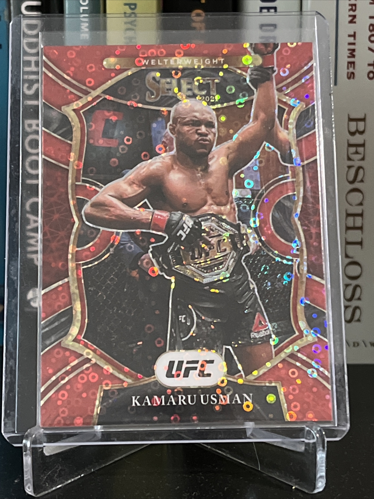 Kamaru Usman 2021 Panini Select UFC Concourse Red Disco Prizm Card SP /199 #7