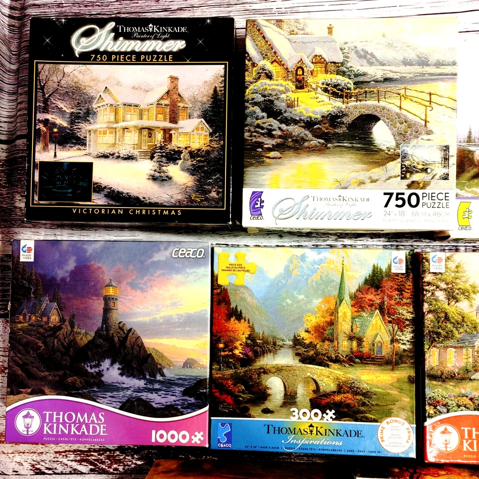 Thomas Kinkade Lot of 10 Puzzles. 1 X 1500, 5 X 1000, 2 X 750, 1 X 550 + 1 X 300 - Image 2 of 4