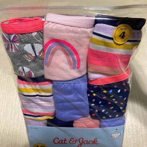Cat & Jack Size 4 Girls' 10 Pack Cotton Brief Panties Assorted Multicolor - Picture 4 of 7