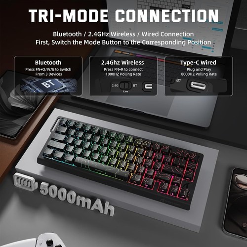 ATTACK SHARK X68 PRO HE Wireless Rapid Trigger Gaming Keyboard with Adjustable - Picture 13 of 28