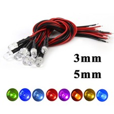 3mm 5mm LED Lights Emitting Diodes LED Bulb Pre-Wired with Leads DIY Toy Light