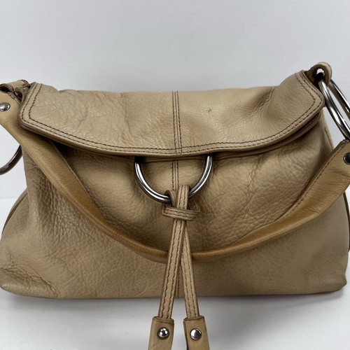 ALFANI Leather Shoulder Purse Tan Hobo Bag Tassel Silver Rings Boho Western - Picture 20 of 24