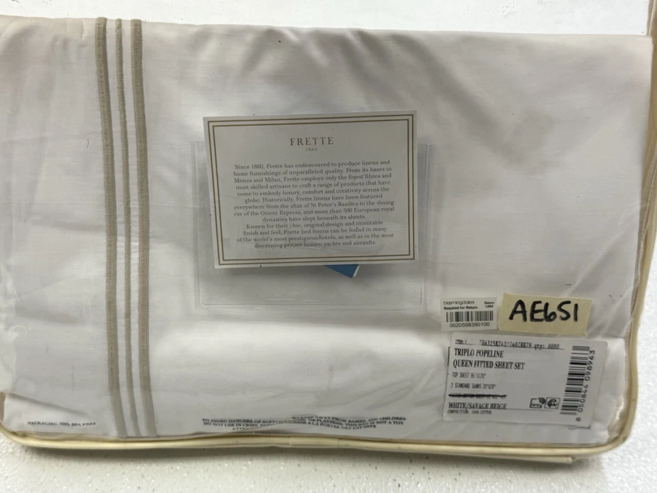 Juego de Sábanas Frette Triplo Popeline Queen Blanco/Beige Salvaje 3 Piezas Nuevo Ver Desc Foto 4 de 4