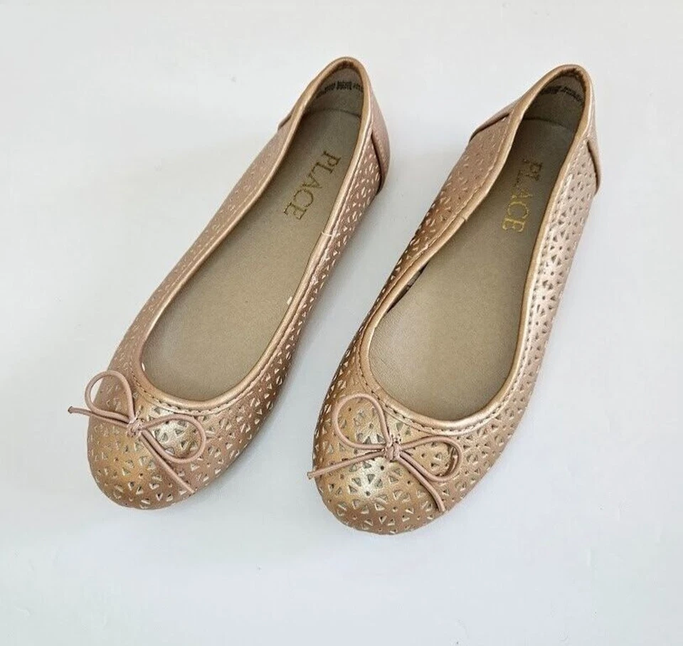 The Childrens Place Girls Flat Ballet Slip With Bow Bronze Shoe Size 12 - Image 3 of 4