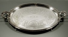 Shreve Stanwood & Co. Silver Tea Set Tray c1860 DAIRY COW FEET