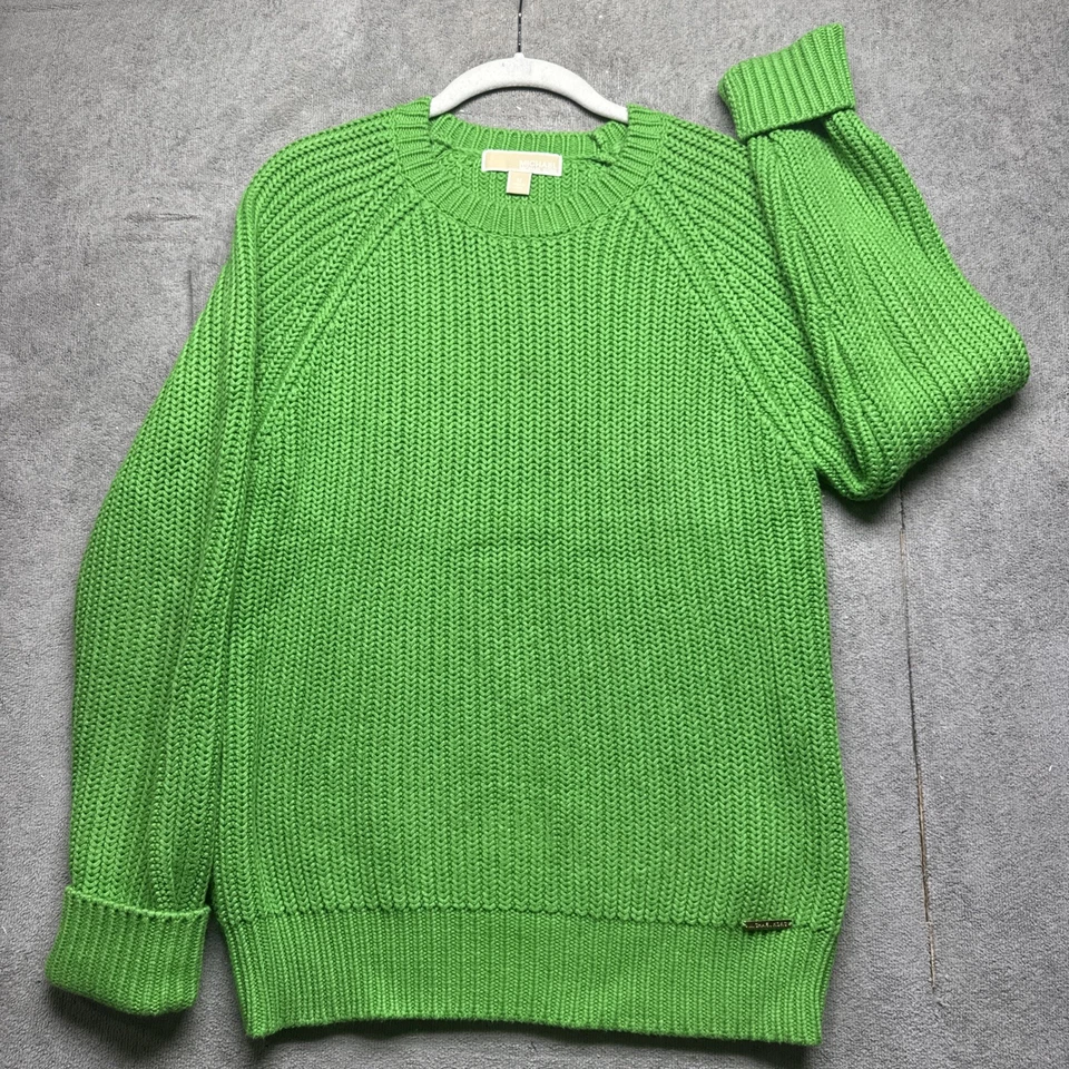 Suéter Michael Kors Para Hombre Tejido Verde Cuello Redondo Mediano Informal Preppy Foto 2 de 4
