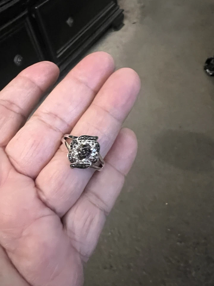 Helzberg Diamonds Sterling Silver White And Black Diamonds Size 8.5 - Image 2 of 4