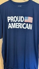 Port  Company Proud American USA Flag T Shirt Adult Large Blue Polyester