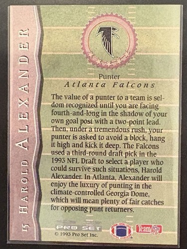 Pro Set All Rookie Forecast 1993 Harold Alexander #15 Rookie RC - Imagen 6 de 7
