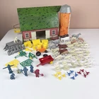Marx Sears Happi-Time Barn Farm Set Playset + Farm People Figures Vtg 1950s