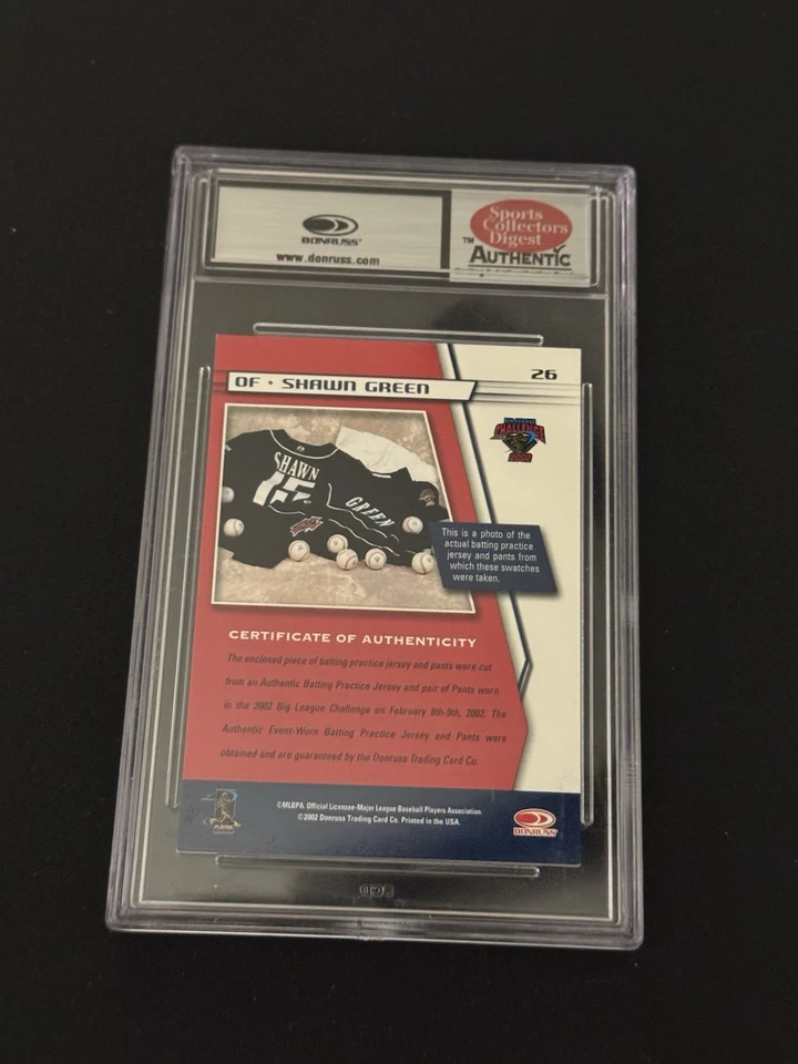 2002 Donruss Big League Challenge Materials Dual Patch Untouched #26 SHAWN GREEN - Image 4 of 4