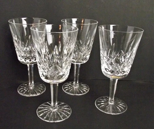 ESTATE Vintage Waterford Crystal Lismore Water Goblets 6-7/8" Set of Four