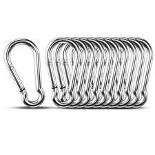 Small Carabiner Clip Hooks 10pcs 1.57 inch Carabiners Heavy Duty 304 Stainless