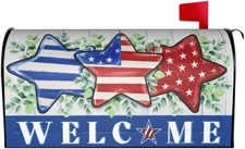 Patriotic Mailbox Cover Magnetic 4th of July Welcome Mailbox Wraps Post Letter B