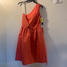 NWT Alfred Sung One Shoulder Belted Formal Dress Color Fire Cracker Size 12