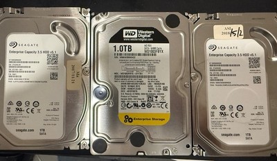 Lot of 3 Enterprise 1TB SATA 3.5 HDD Seagate ST1000NM0008 WD1003FBYX