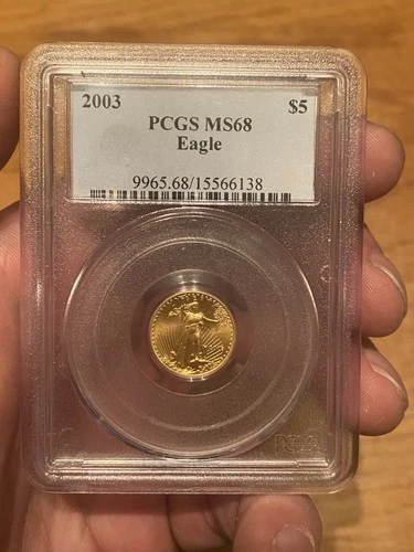 2003 $5  1/10 oz American Gold Eagle PCGS MS68 Population only 22!  PCGS $629