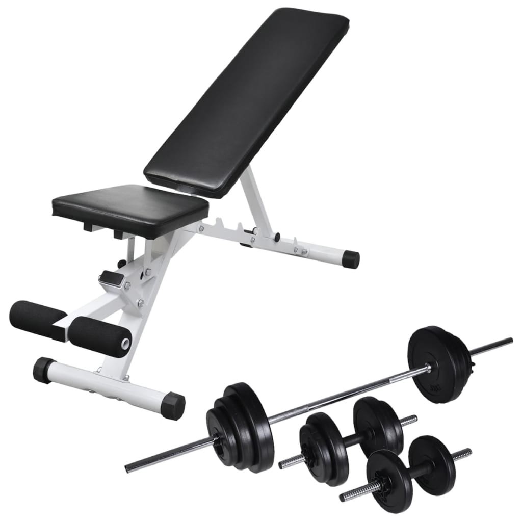 Banco Musculación Barras Mancuernas 30,5kg Pesa Ejercicio Entrenamiento vidaXL