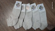 Linen Socks 5 Pairs Organic Unisex Short Socks  Size L, XL ( 27 - 29 sm )