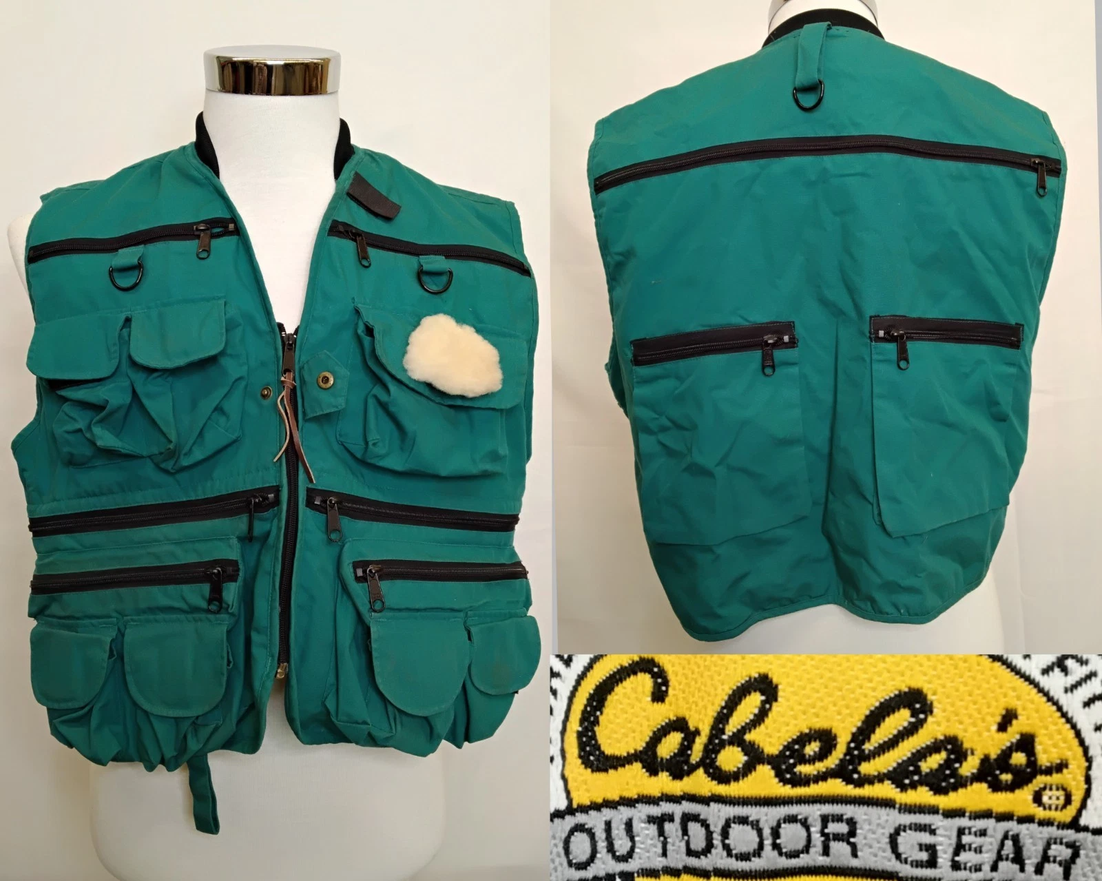 Cabela's Fly Fishing Utility Vest Men's M Teal Cargo Pockets #Z5300