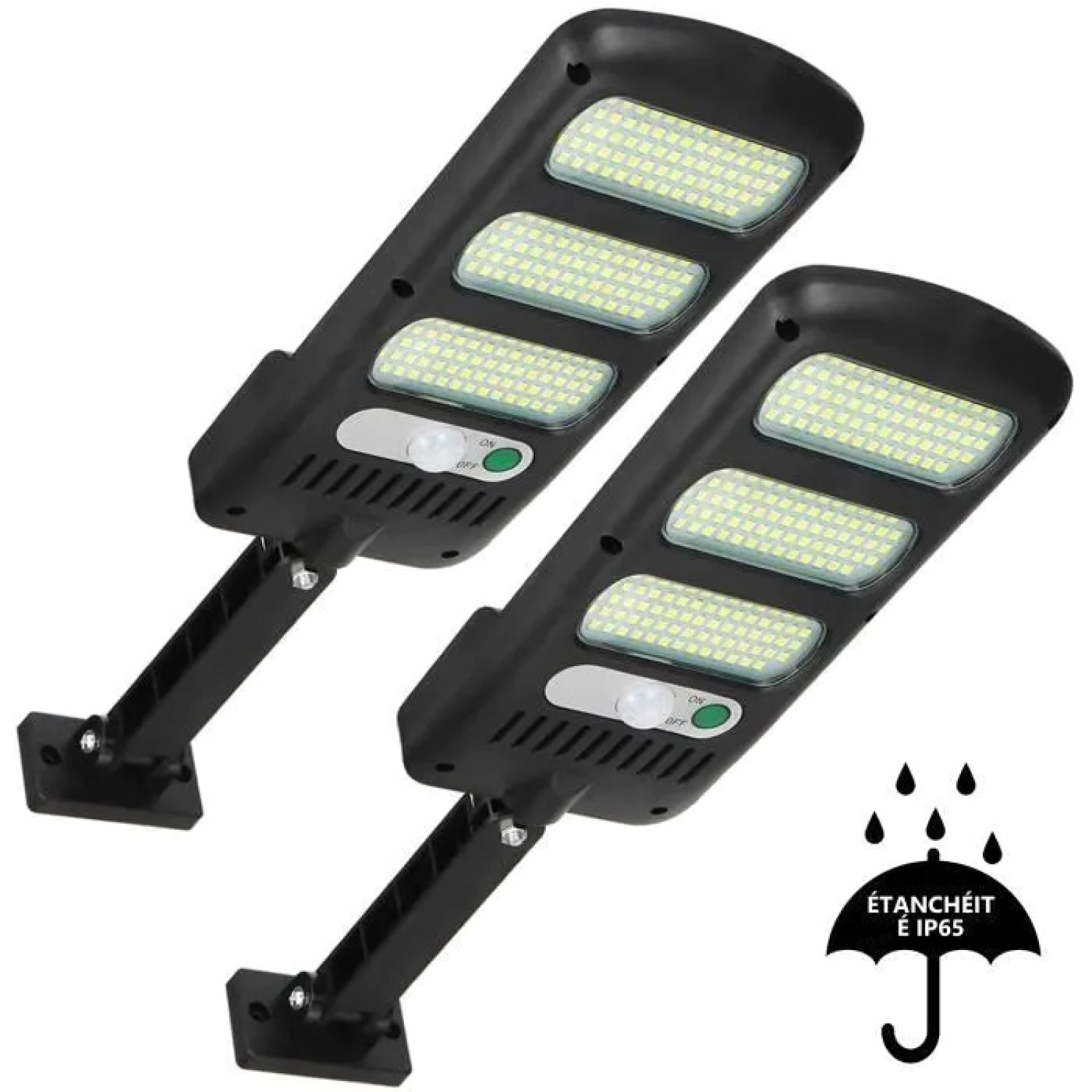 Lampe Solaire Extérieure Anti Zone d Ombre Pack de 2 Appliques pour Sécuriser l Entrée Noire