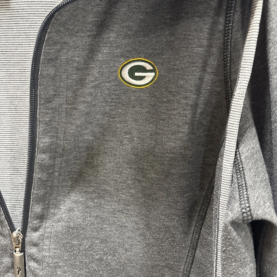 Jaqueta feminina Tommy Bahama Green Bay Packers XL NFL zíper completo cinza pescoço funil - Imagem 2 de 4