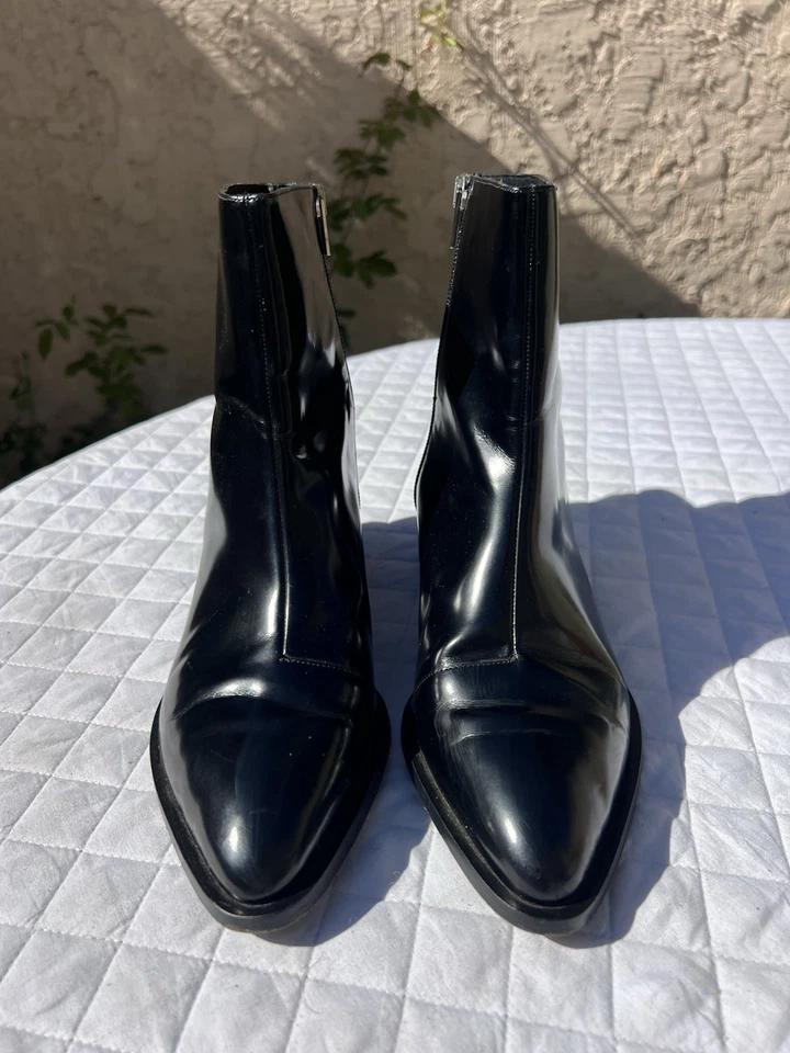 Botines VINCE Negro Yasmin Cuero Negro Placa Metálica Botín Talla 8.5 38.5 Foto 4 de 4