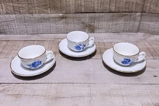 Elizabethan Set of 3 Miniature Teacups, Saucers Blue Flower Design