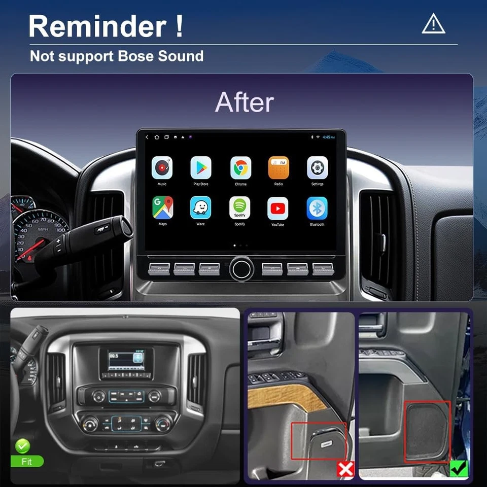Автомобильное стерео радио для Chevy Silverado GMC Sierra 2014-2018 10,1 дюйма Android 13 навигатор - Изображение 4 из 4