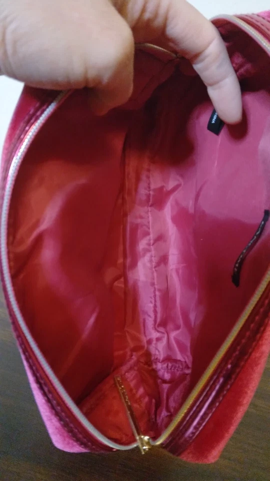 LANCOME Cosmetic Make-up Bag Hot Pink Velvet - Image 4 of 4