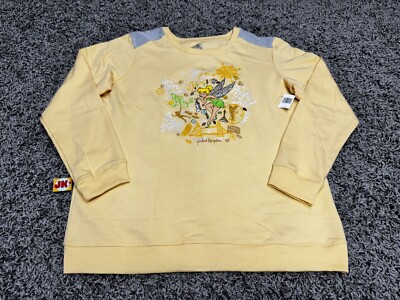 NEW Disney Sweater Womens XL Yellow Tinker Bell United Kingdom Epcot Peter Pan