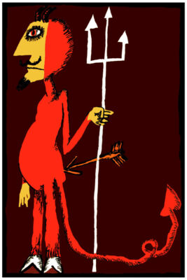 401931 Red sad devil with an arrow stuck Animated WALL PRINT POSTER US