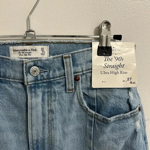 NWT Abercrombie & Fitch Curve Love 90s Straight Ultra High Rise Women 27/4 XS - Picture 3 of 6