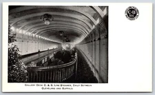 Ship Interior Gallery Deck~C & B Line Steamer~Daily to Cleveland & Buffalo~c1905