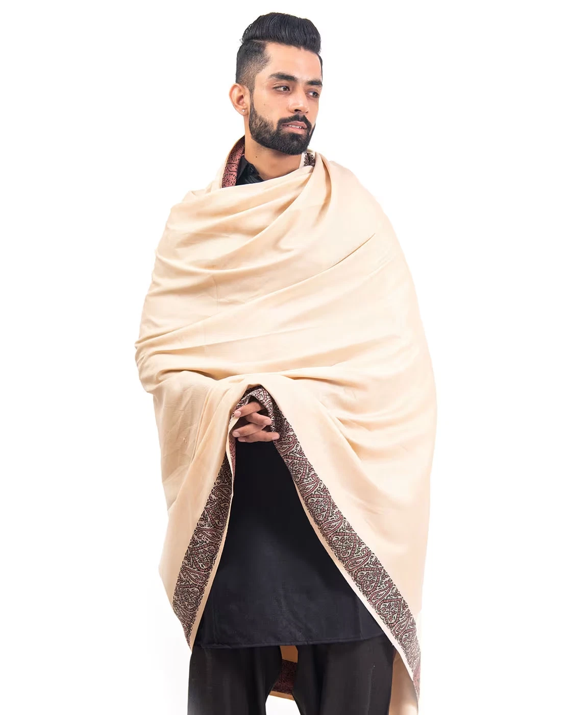 Men Kalamkari Wool With Tassel Kullu Woven Design Shawl Inspired By Indian Stole