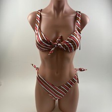 Victoria's Secret Swim Padded Bikini Top  Side Tied Bottom Set Size L NWT