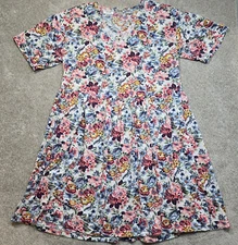 Center Aisle Plus VTG Floral Dress Cottage Core Calf Length Light Women's 42/22W