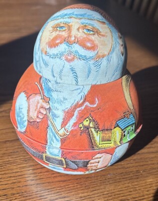Vintage 1980 Roly Poly 'Santa Claus w/Pipe' Tobacco Tin