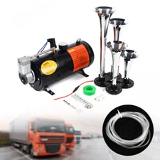 4 Trumpet Train Horn Kit with 150 PSI Air Compressor For Car Truck Train 150DB~