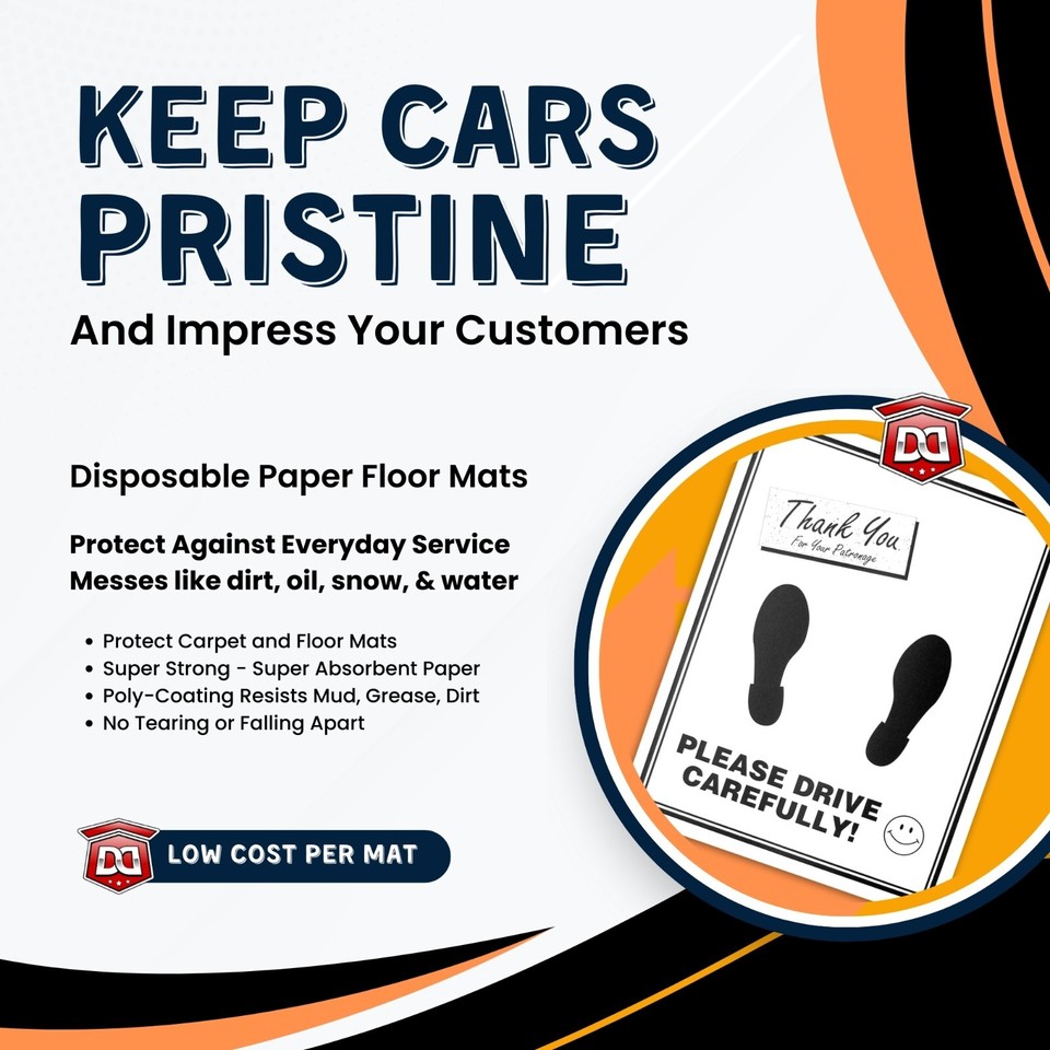 DETAIL DIRECT Disposable Paper Floor Mats for Cars, PolyCoated (500