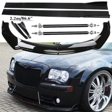 Front Bumper Lip Spoiler Side Skirts Rear Glossy Black For Chrysler 300