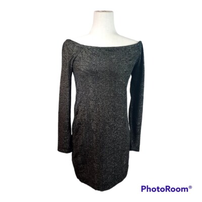 BCBGeneration Black Gold Mini Dress, Boatneck or Off The Shoulder, size M | eBay BCBGeneration Black Gold Mini Dress, Boatneck or Off The Shoulder, size M | eBay