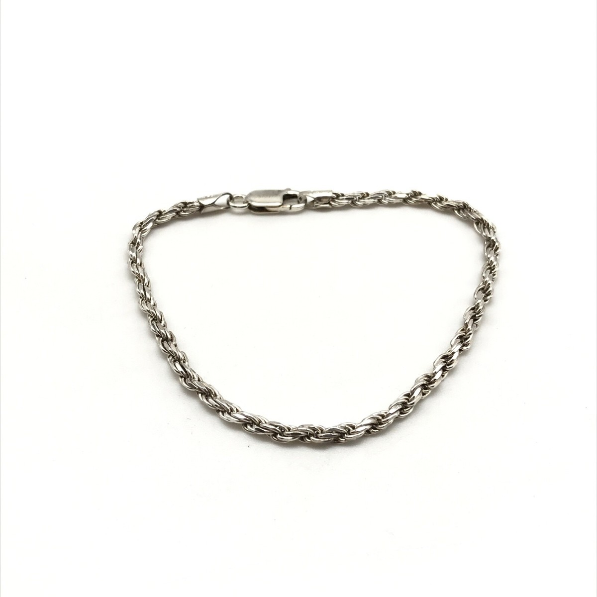 アクセサリー Vintage Italian Silver 925 Bracelet 925 Italy Sterling Silver Vintage 3MM Thin Shiny Rope Chain