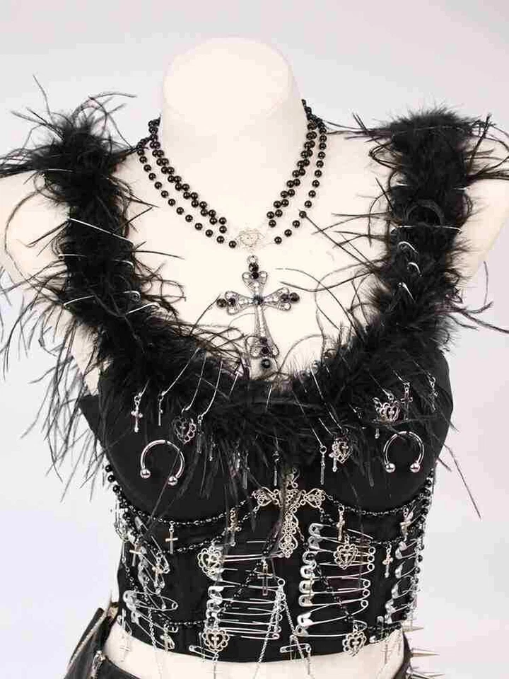 Prendedor E-Girls Y2K TOPS Harajuku Punk Rock Cruz Gótico Tanque Años 90 Grunge Emo Foto 2 de 4