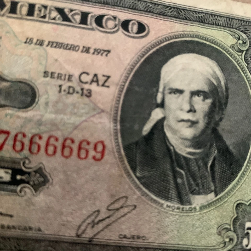 🇲🇽 Billete de 500 pesos de México 1977 en estado bastante bueno moneda mexicana American BC Foto 2 de 4