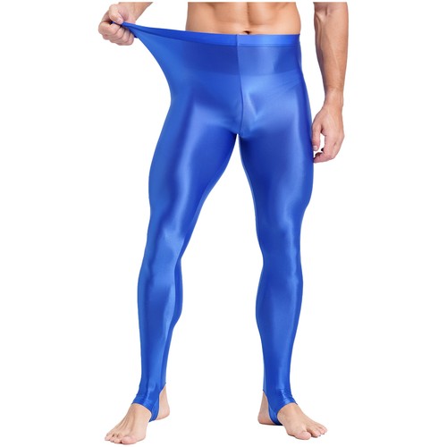 Pantaloni a compressione con staffa lucidi da uomo collant stretti controllo pancia modellante - Foto 94 di 105