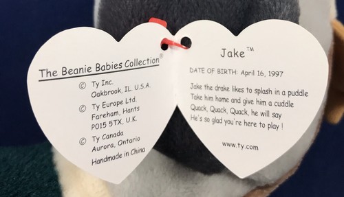 Ty Beanie Baby Jake The Mallard Drake Duck, 1997 - Picture 8 of 8