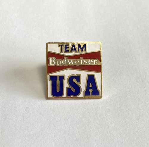 Vintage Lake Placid Olympic Games Team USA Enamel Pin Budweiser Sponsor - Picture 2 of 6