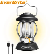EverBrite Camping Lantern 3 Mode Rechargeable 4400mAh Vintage Camping Lamp Black