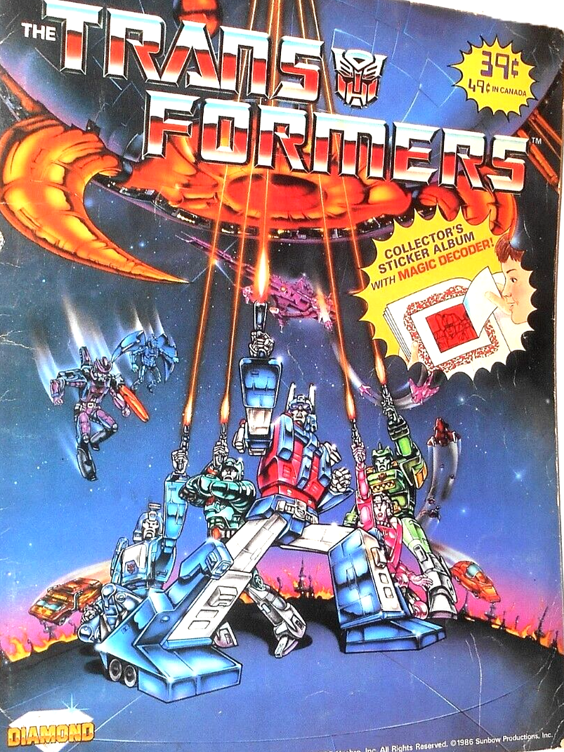 92% complete *** 1986 TRANSFORMERS the Movie sticker album 206